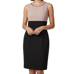 Nicolette Pink/coral Black Sheath Dress, Size‎ 6, Color Block, Sleeveless NWOT